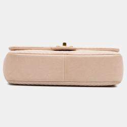 Chanel Beige Medium Chevron Wrinkled Calfskin Medallion Charm Flap