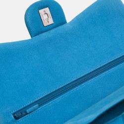 Chanel Blue Jumbo Classic Caviar Double Flap