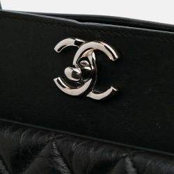 Chanel Black Quilted Aged Calfskin Be CC Shopper Tote