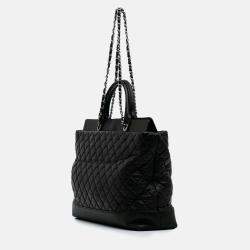 Chanel Black Quilted Aged Calfskin Be CC Shopper Tote