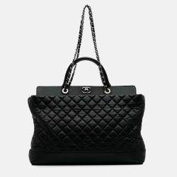Chanel Black Quilted Aged Calfskin Be CC Shopper Tote
