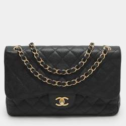Chanel Black Quilted Leather Jumbo Classic Double Flap Bag