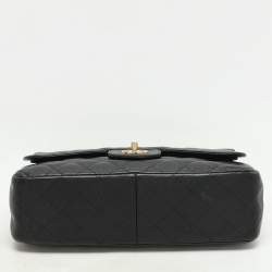 Chanel Black Quilted Leather Jumbo Classic Double Flap Bag