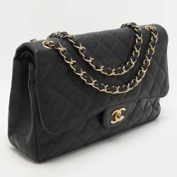 Chanel Black Quilted Leather Jumbo Classic Double Flap Bag