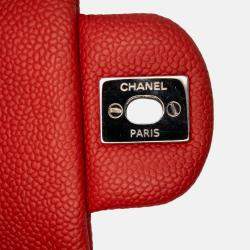 Pre Owned Chanel Orange Medium Quilted Caviar Easy Flap