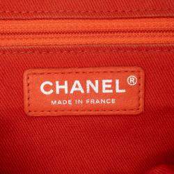 Pre Owned Chanel Orange Medium Quilted Caviar Easy Flap