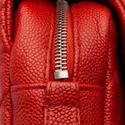 Pre Owned Chanel Orange Medium Quilted Caviar Easy Flap