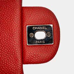 Pre Owned Chanel Orange Medium Quilted Caviar Easy Flap
