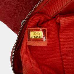 Pre Owned Chanel Orange Medium Quilted Caviar Easy Flap