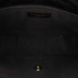 Pre Owned Chanel Black Medium Quilted Lambskin Pearl Studs Flap