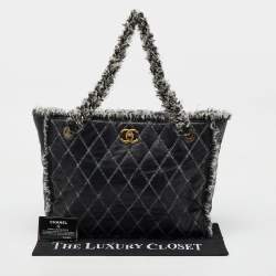 Chanel Black Quilted Leather and Funny Tweed CC Shopper Tote