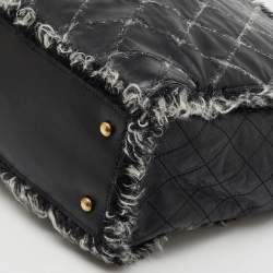 Chanel Black Quilted Leather and Funny Tweed CC Shopper Tote