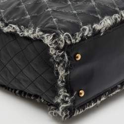 Chanel Black Quilted Leather and Funny Tweed CC Shopper Tote