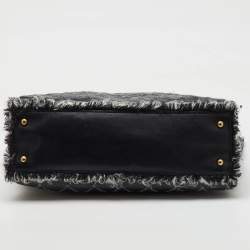 Chanel Black Quilted Leather and Funny Tweed CC Shopper Tote