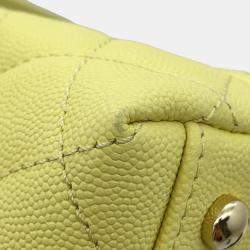 Chanel Yellow Caviar Leather Coco Handle 2Way Handbag XS