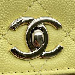 Chanel Yellow Caviar Leather Coco Handle 2Way Handbag XS