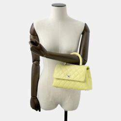 Chanel Yellow Caviar Leather Coco Handle 2Way Handbag XS