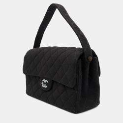 Chanel Black Cotton Matelasse Double Face Handbag