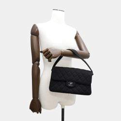 Chanel Black Cotton Matelasse Double Face Handbag