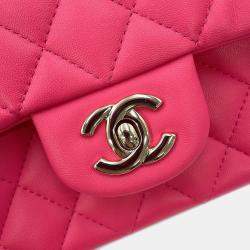 Chanel Matelasse Top Handle Chain shoulder Pink Lambskin Size 20