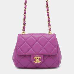 Chanel Matelasse Chain shoulder Bag Purple Lambskin