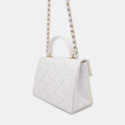 Chanel Matelasse 2Way Top Handle White Caviar Leather