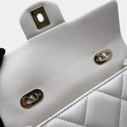 Chanel Matelasse 2Way Top Handle White Caviar Leather