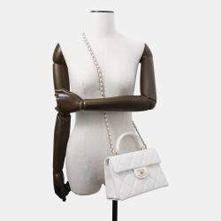 Chanel Matelasse 2Way Top Handle White Caviar Leather
