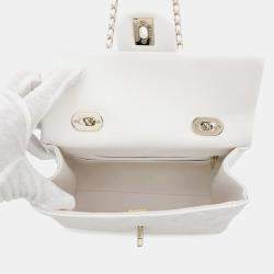 Chanel Matelasse 2Way Top Handle White Caviar Leather