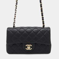 Chanel Matelasse Single Flap Chain shoulder Black Lambskin Size 20