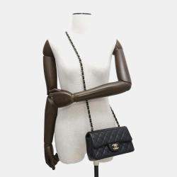 Chanel Matelasse Single Flap Chain shoulder Black Lambskin Size 20