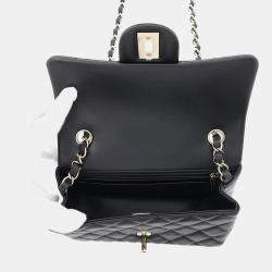 Chanel Matelasse Single Flap Chain shoulder Black Lambskin Size 20