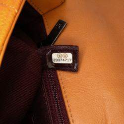 Pre Owned Chanel Orange Small Quilted Iridescent Calfskin and Caviar Daily Carry Flap