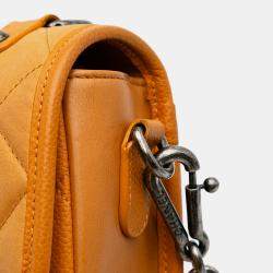 Pre Owned Chanel Orange Small Quilted Iridescent Calfskin and Caviar Daily Carry Flap