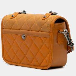 Pre Owned Chanel Orange Small Quilted Iridescent Calfskin and Caviar Daily Carry Flap