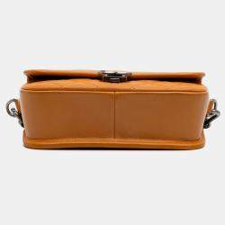 Pre Owned Chanel Orange Small Quilted Iridescent Calfskin and Caviar Daily Carry Flap