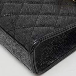 Chanel Black Quilted Caviar Leather Golden Class Mini WOC Clutch Bag