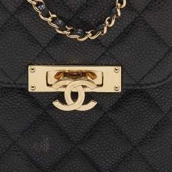 Chanel Black Quilted Caviar Leather Golden Class Mini WOC Clutch Bag