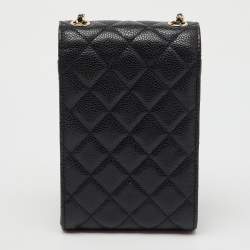 Chanel Black Quilted Caviar Leather Golden Class Mini WOC Clutch Bag