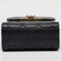 Chanel Black Quilted Caviar Leather Golden Class Mini WOC Clutch Bag