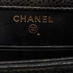 Chanel Black Quilted Caviar Leather Golden Class Mini WOC Clutch Bag