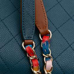 Chanel Blue Paris Cuba Quilted Caviar Thread Around Flap