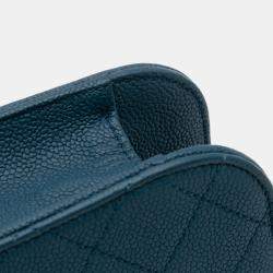 Chanel Blue Paris Cuba Quilted Caviar Thread Around Flap