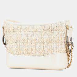 Chanel Beige White Small Tweed and Calfskin Gabrielle Crossbody