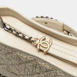 Chanel Beige White Small Tweed and Calfskin Gabrielle Crossbody