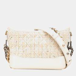 Chanel Beige White Small Tweed and Calfskin Gabrielle Crossbody