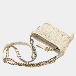 Chanel Beige White Small Tweed and Calfskin Gabrielle Crossbody