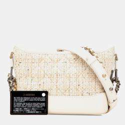 Chanel Beige White Small Tweed and Calfskin Gabrielle Crossbody