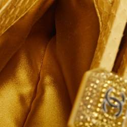 Chanel Gold Python Kiss Lock Frame Clutch