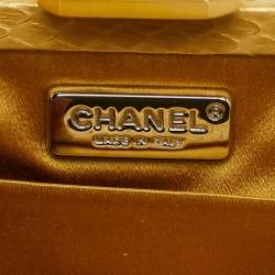Chanel Gold Python Kiss Lock Frame Clutch